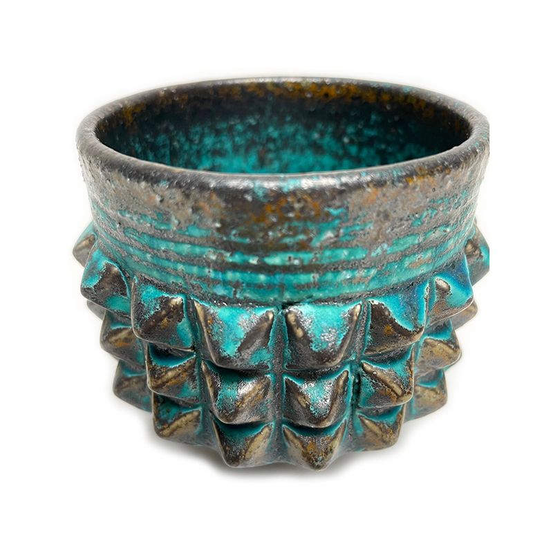 PYRAMID STUDS TEACUP "TURQUOISE"   -陶器ティーカップ-