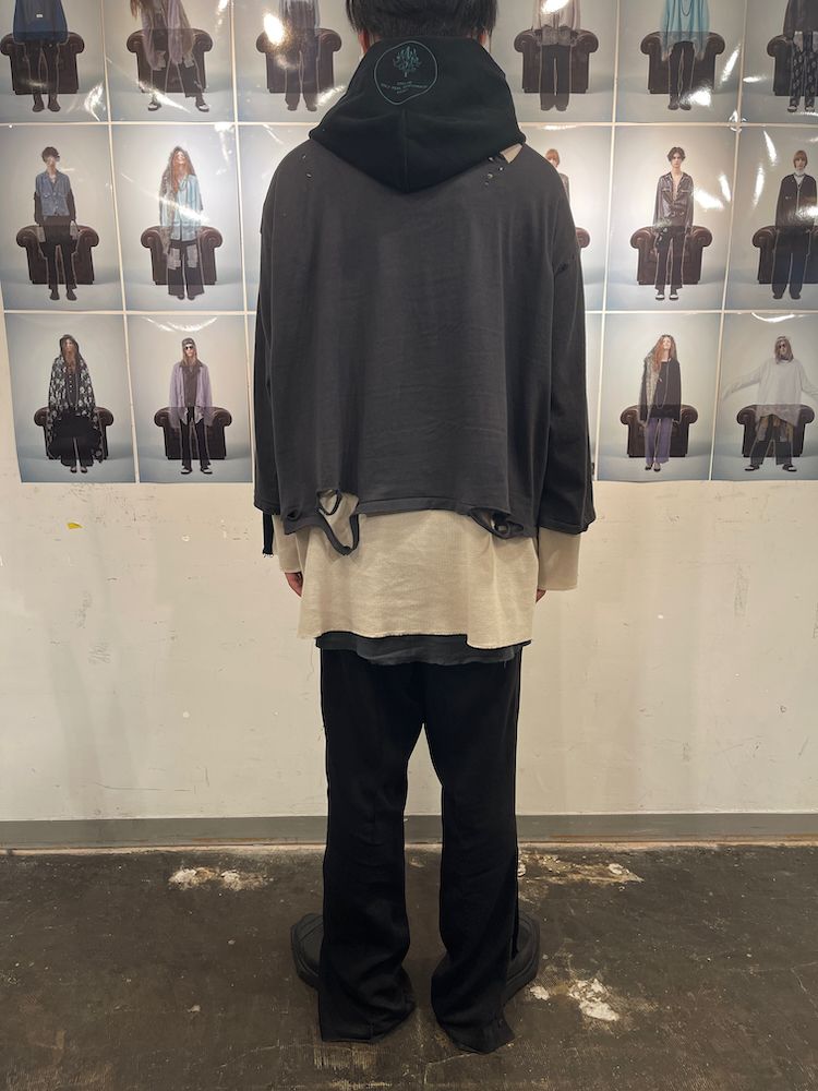 DAMAGE DOCKING SWEATPARKA / ドッキング ダメージ スウェットパーカー (Black×Kinari, Charcoal×Black)