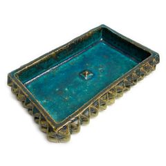 SQUARE STUDS TRAY "TURQUOISE" -陶器皿-