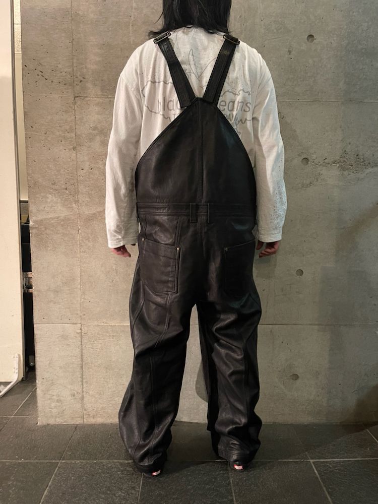 945-81TP221-5/ レザーオーバーオール (BLACK, WHITE)