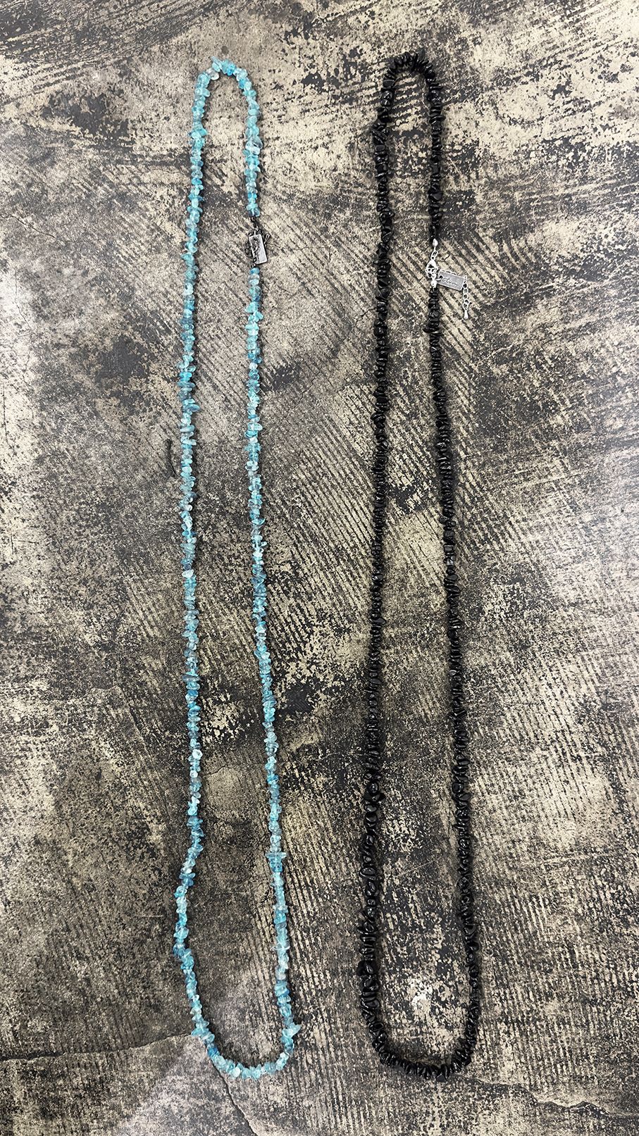PEBBLE STONE NACKLACE / ロングネックレス (Black Tourmaline, Green Apatite)