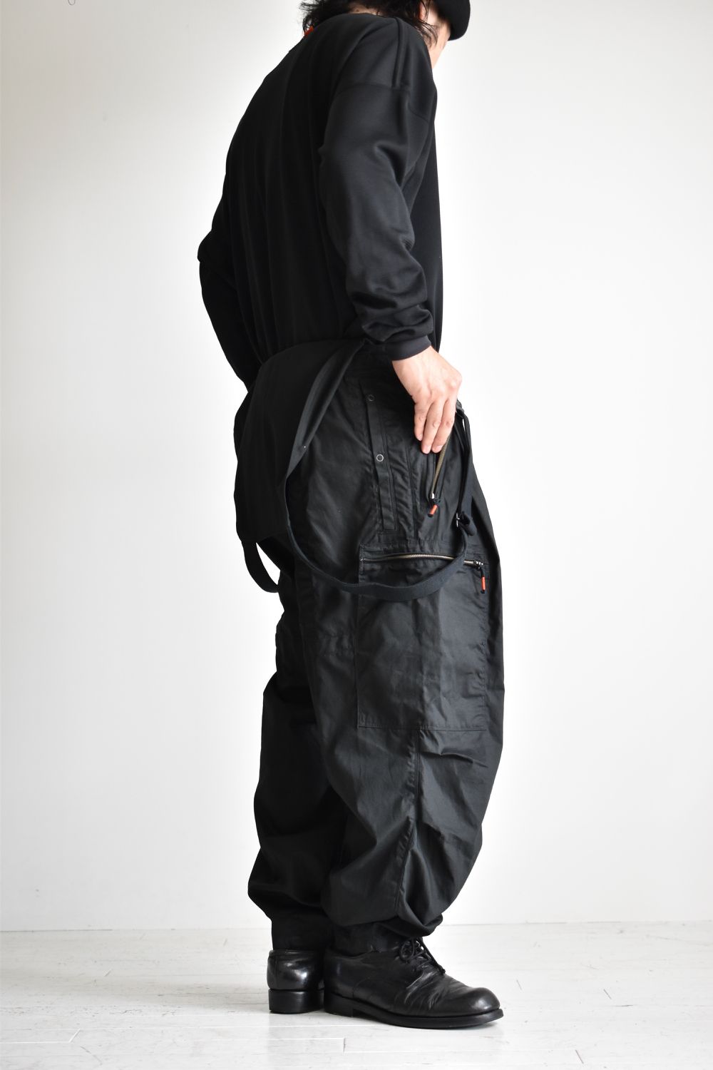 FLIGHT PLEATED SUSPENDER TROUSERS c/#1 BLACK