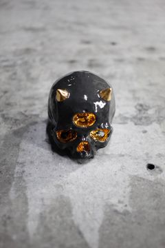 三つ目鬼髑髏ぐい呑 濃炭×金  (桐箱付)