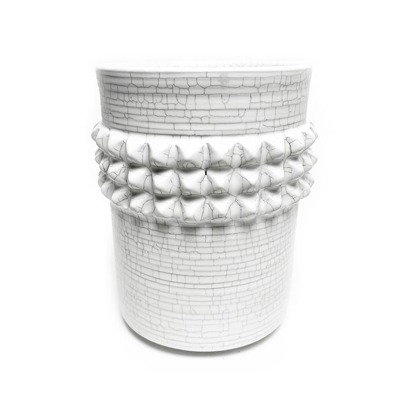 PYRAMID STUDS POT（L） "WHITE" -陶器鉢-