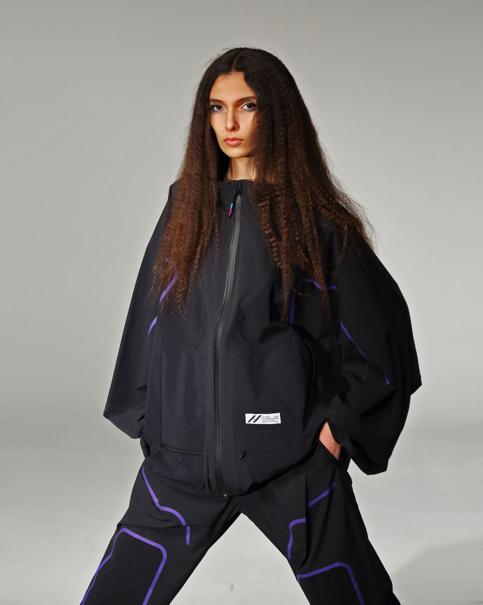 「予約商品」DOLMAN WIDE NYLON JACKET # c/BLACK
