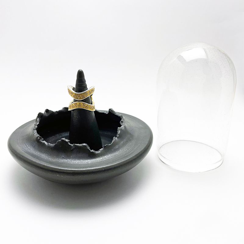 WAVE RING STAND (w/DOME) "BLACK" -陶器リングスタンド-