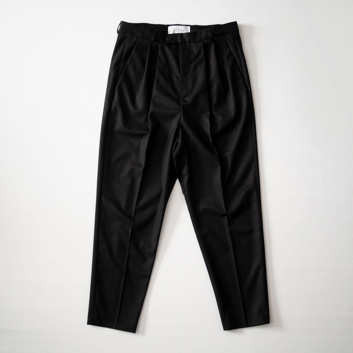 REGULAR TAPERED PLEATS PANTS (BLACK)