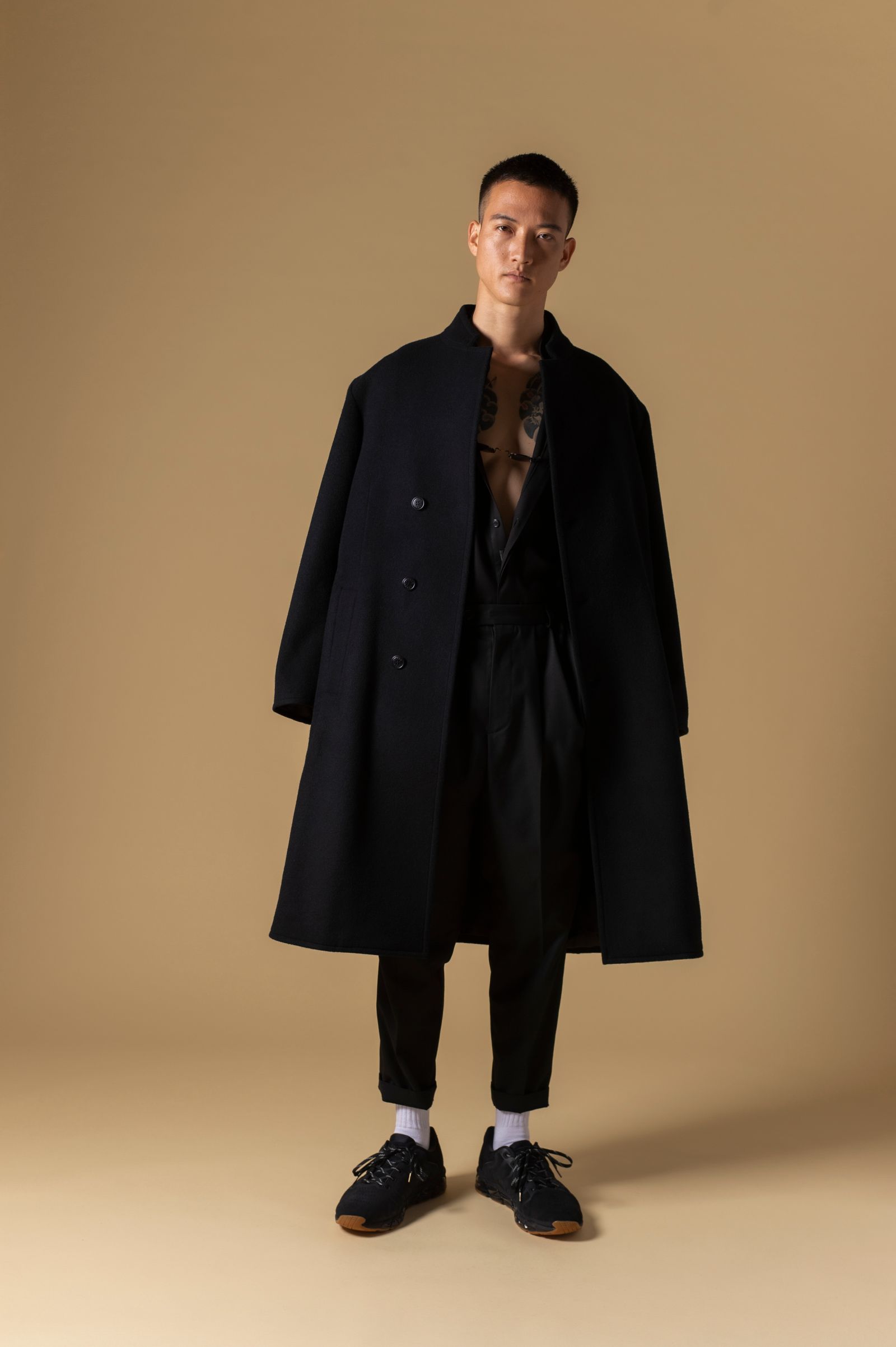STAND COLLAR SHIRT (BLACK)
