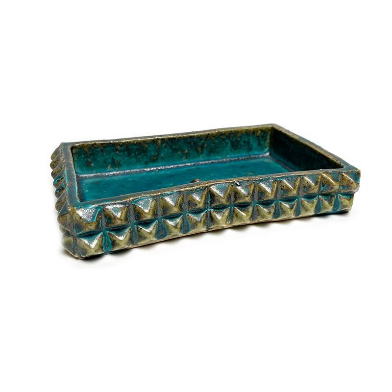 SQUARE STUDS TRAY "TURQUOISE" -陶器皿-