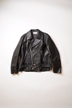 EDGE MOTORCYCLE JACKET / レザー ライダースジャケット (CRACK, BLACK)