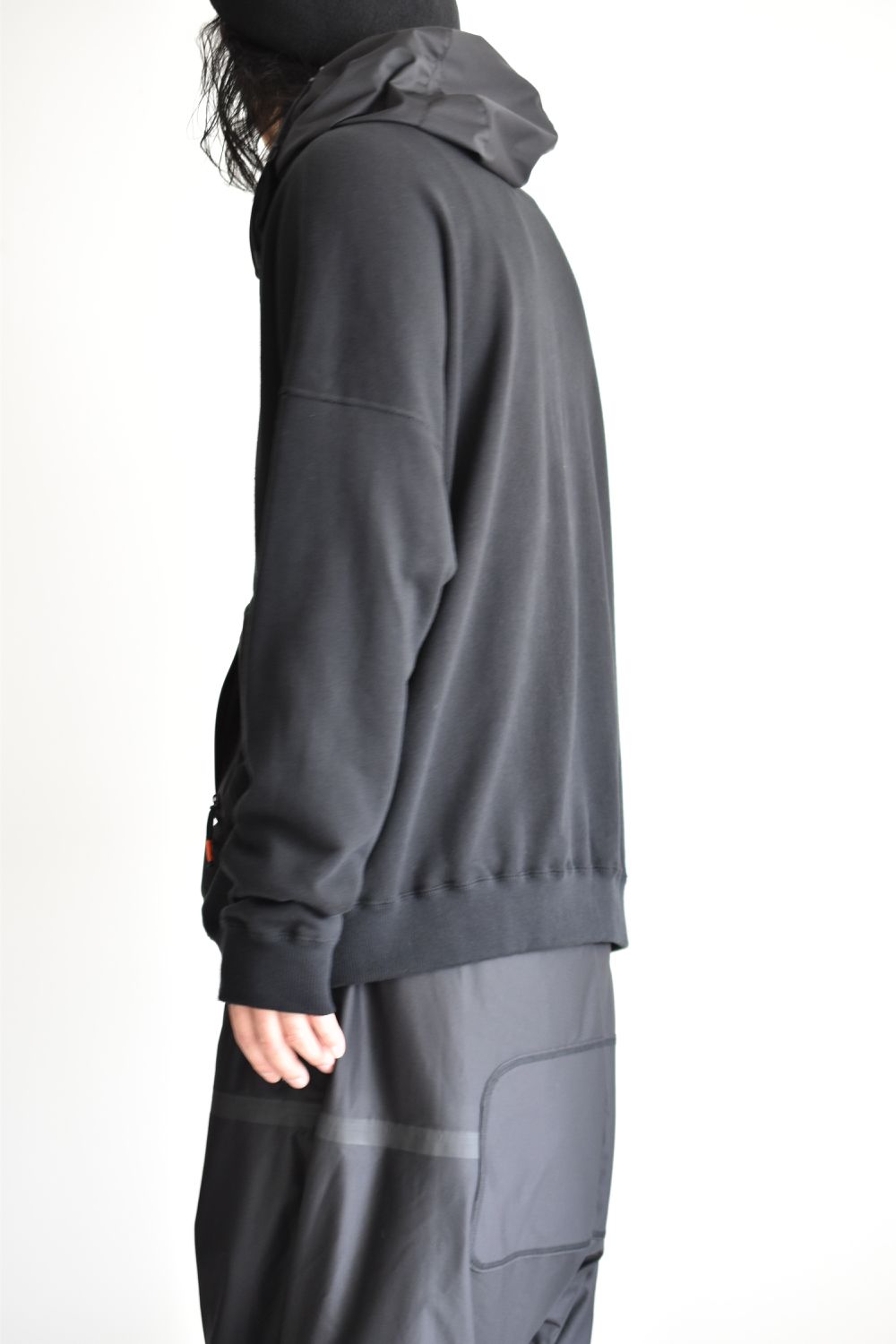 DRAW CODE HOODED PULL JERSEY c/#1 BLACK