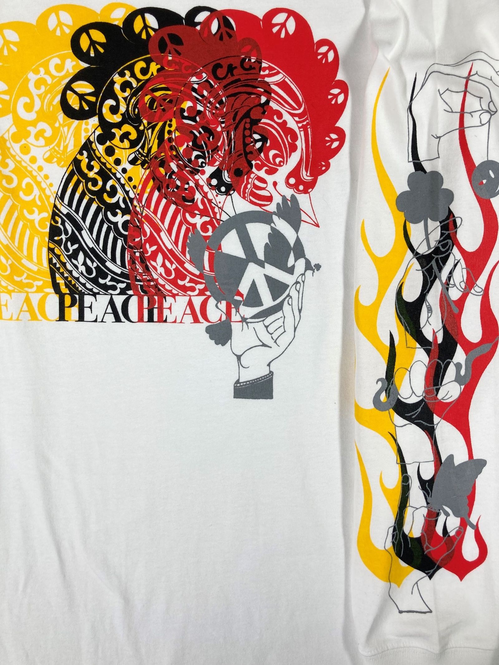 「予約商品」three peace symbol L/S T-shirt "white"