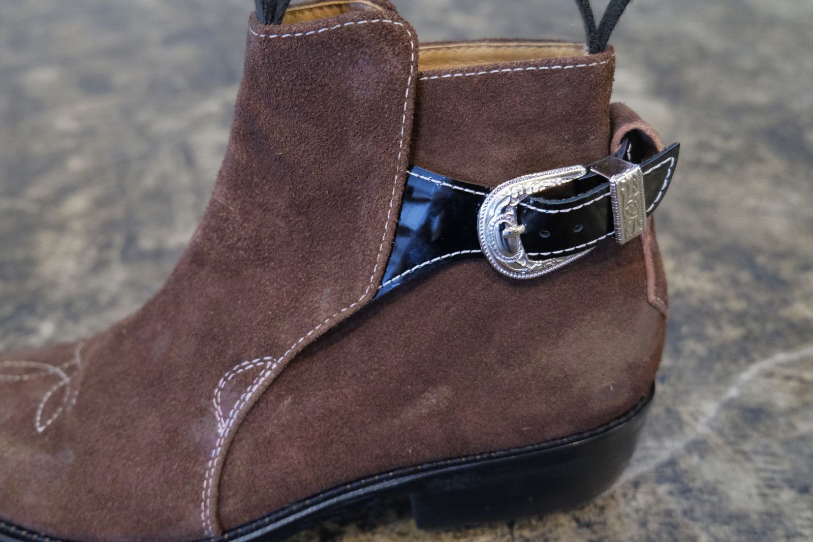 WESTERN CUBAN HEEL BOOTS (BLACK/BROWN)