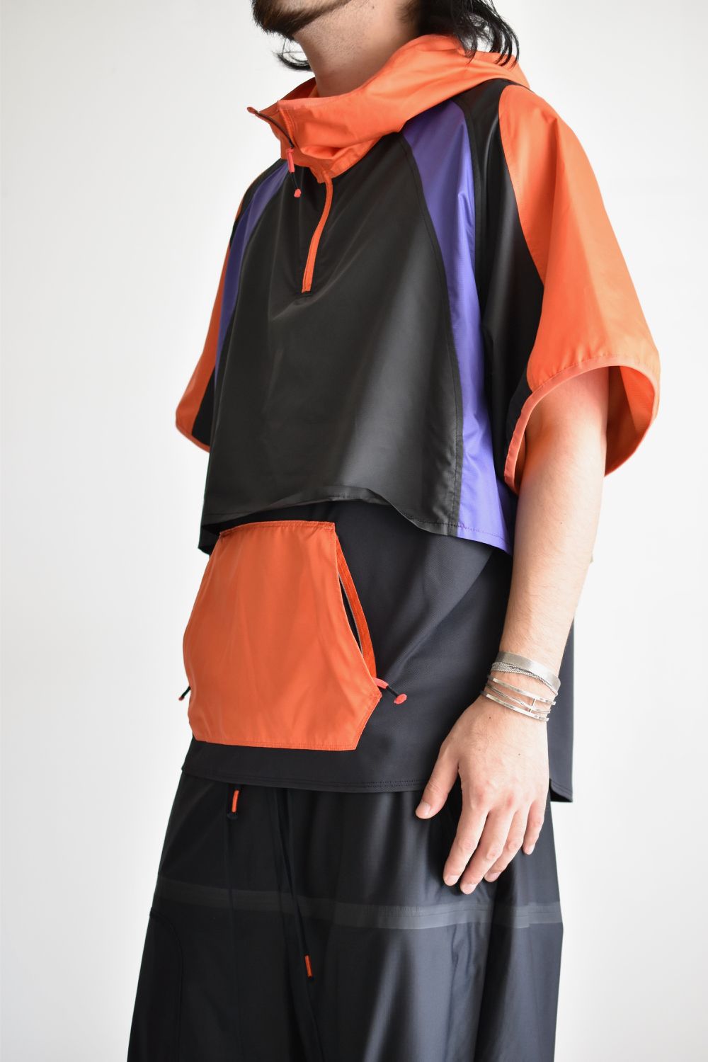 LAYERED HOODED WIDE PULL S-SLEEVE c/#3 ORN X PPL