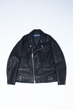 945-81TJ433-1 / ビッグシルエットライダースジャケット 01 (BLACK, WHITE)