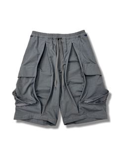 THE HIGH DENSITY S/L JUNGLE PANTS WITH DEFORMING LARGE POCKETS / カーゴ ショーツ（GREY）