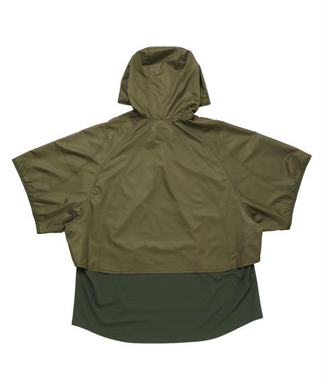 LAYERED HOODED WIDE PULL S-SLEEVE c/#2 KHAKI