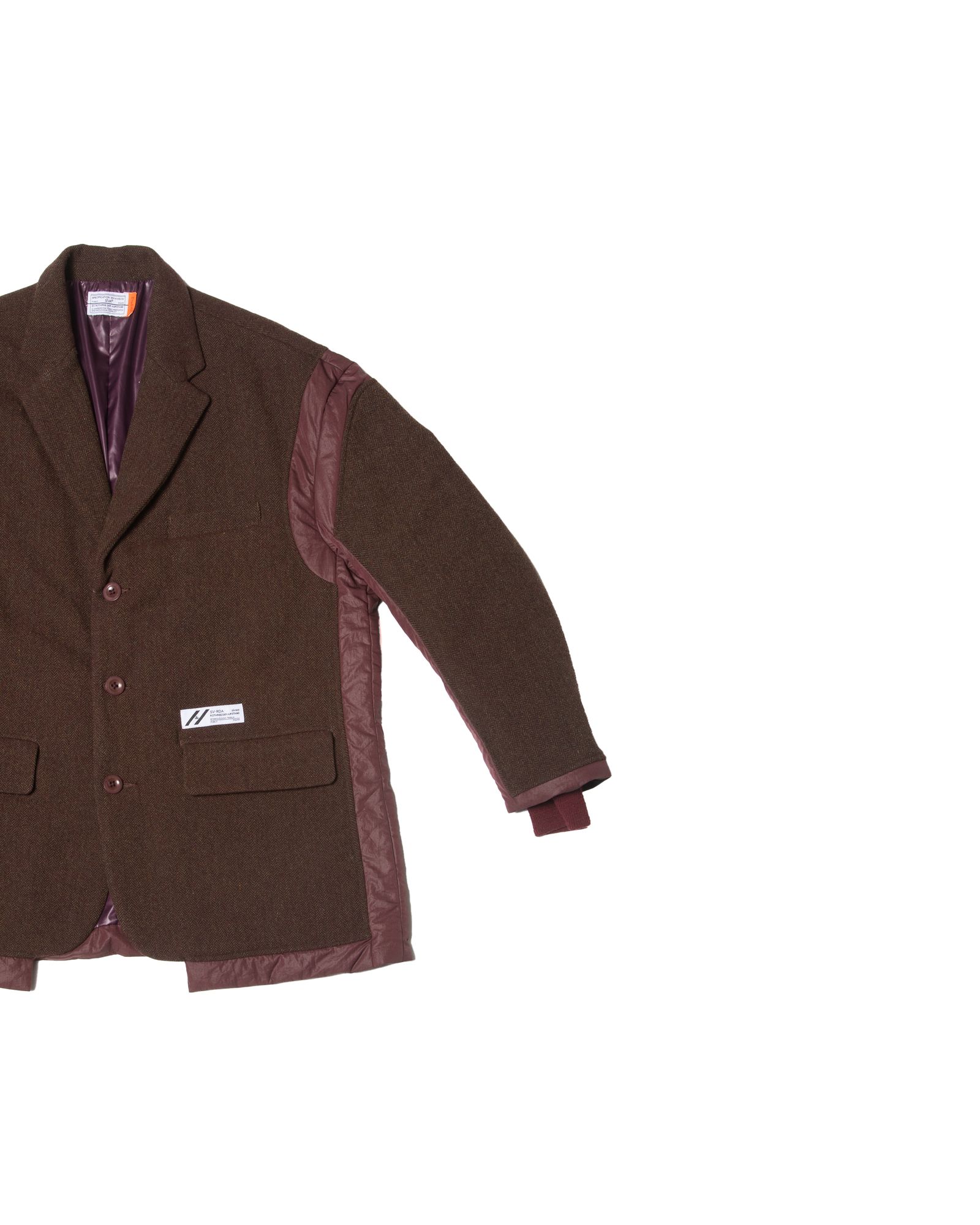 「予約商品」PASTED TWEED DOWN WIDE BLAZER / col: BURGUNDY