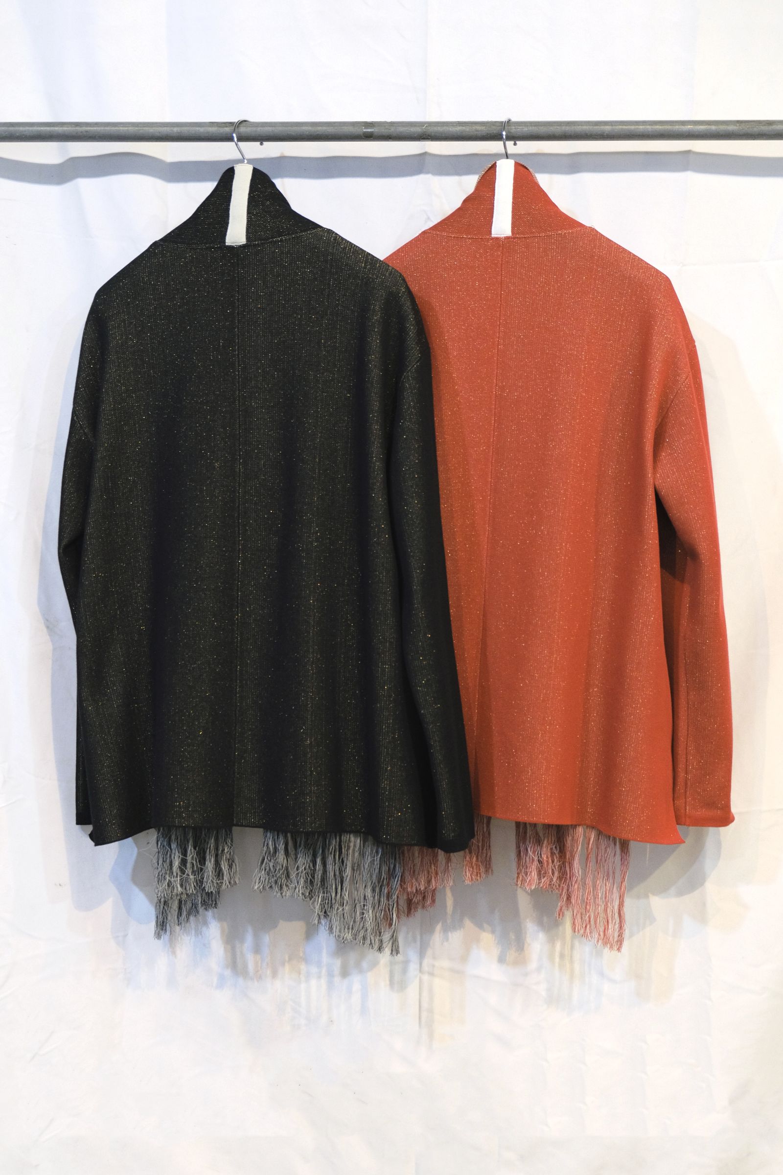 HANNYA/CHAIN SHAWL CARDIGAN (BLACK/RED)