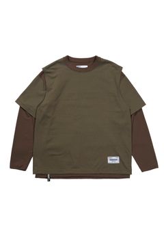 THE SWITCHING LAYERED L/S TEE / レイヤード ロングスリーブ Tシャツ（KHAKI）