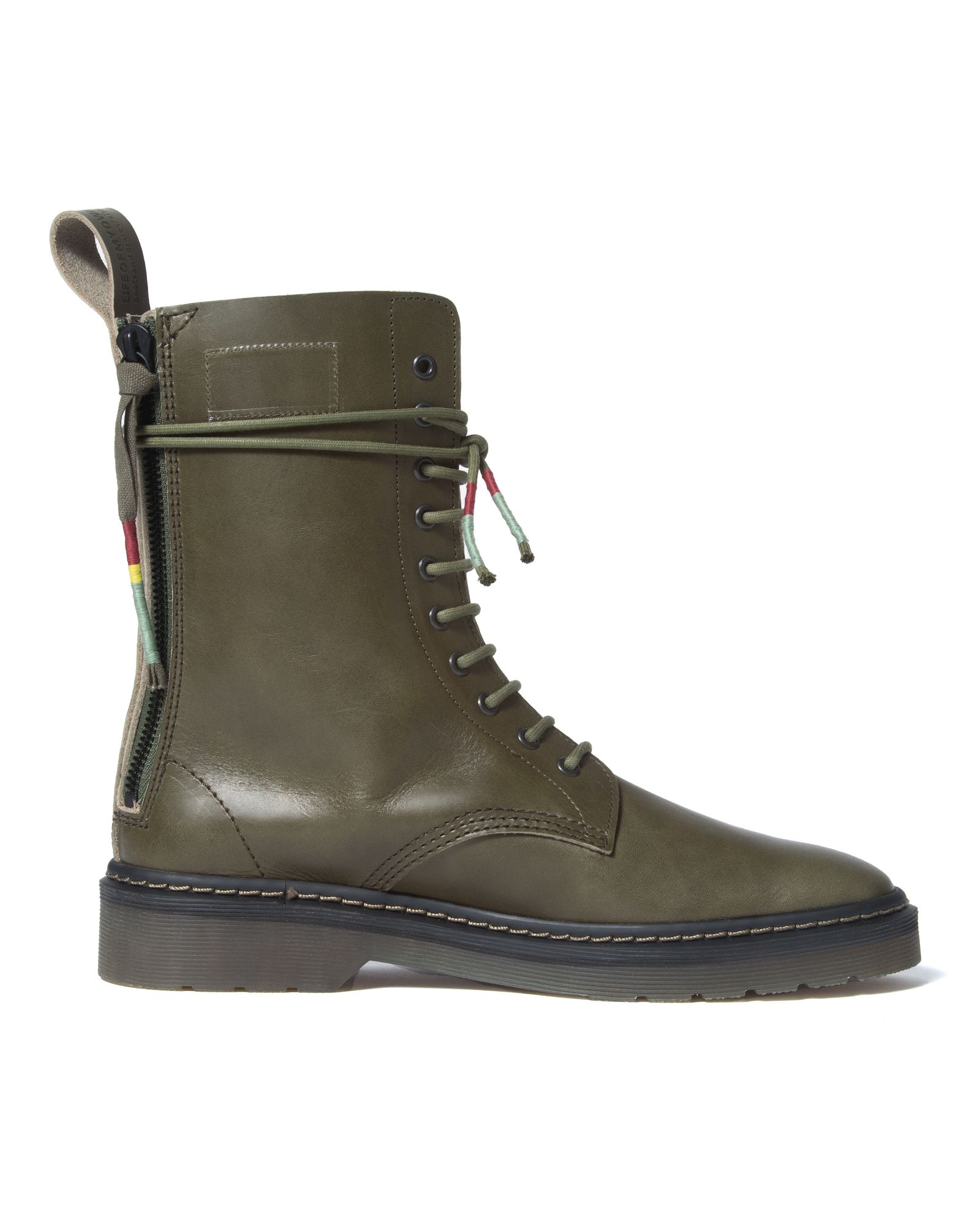「予約商品」10EYELET ROUND TOE ZIP-UP BOOTS / col: KHAKI