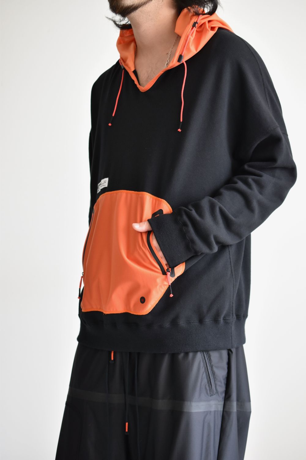 DRAW CODE HOODED PULL JERSEY c/#3 BLK X ORN