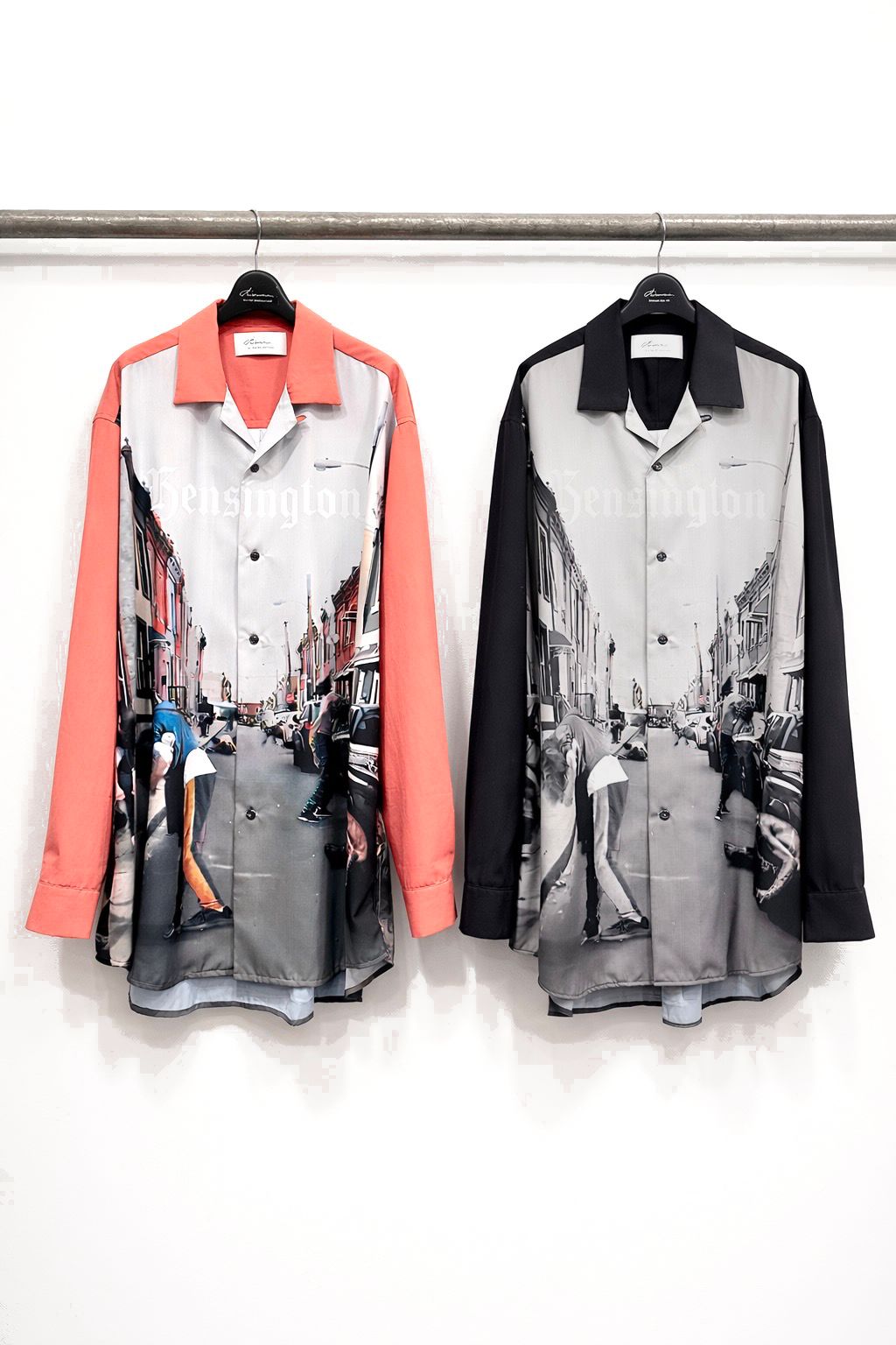 “KENSINGTON” OPEN COLLAR SHIRT (Black, Charcoal Gray, Dark Orange)