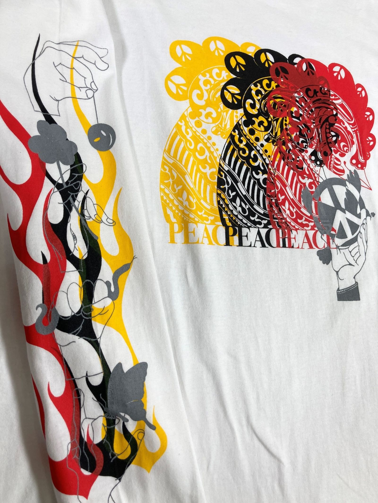 「予約商品」three peace symbol L/S T-shirt "white"