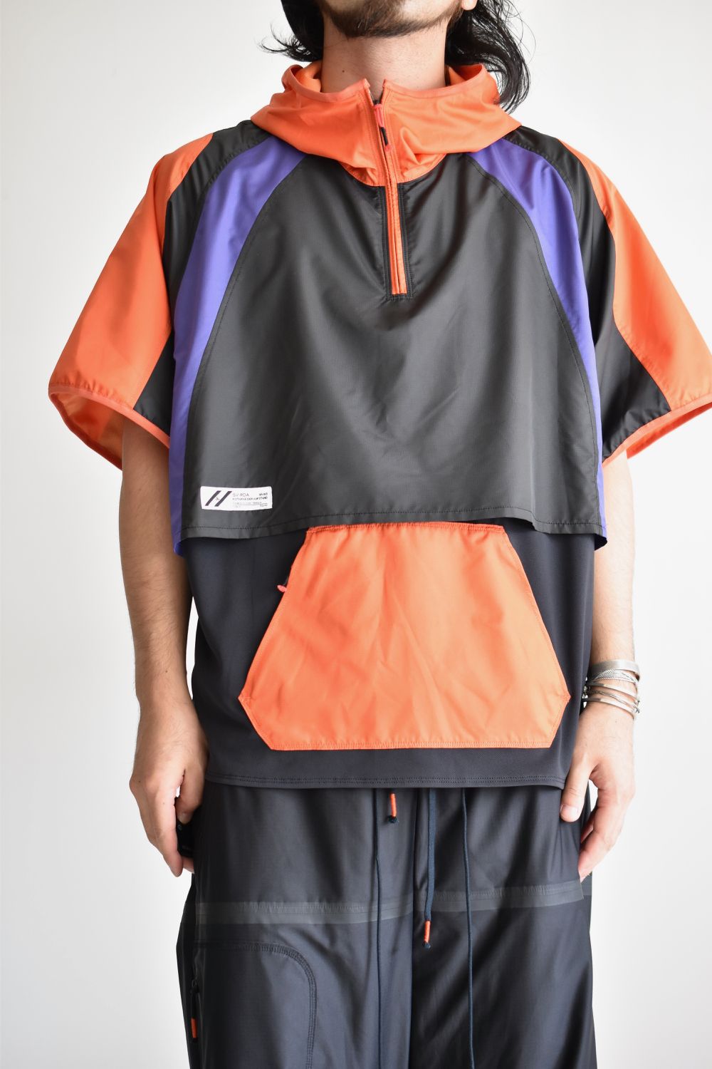 LAYERED HOODED WIDE PULL S-SLEEVE c/#3 ORN X PPL