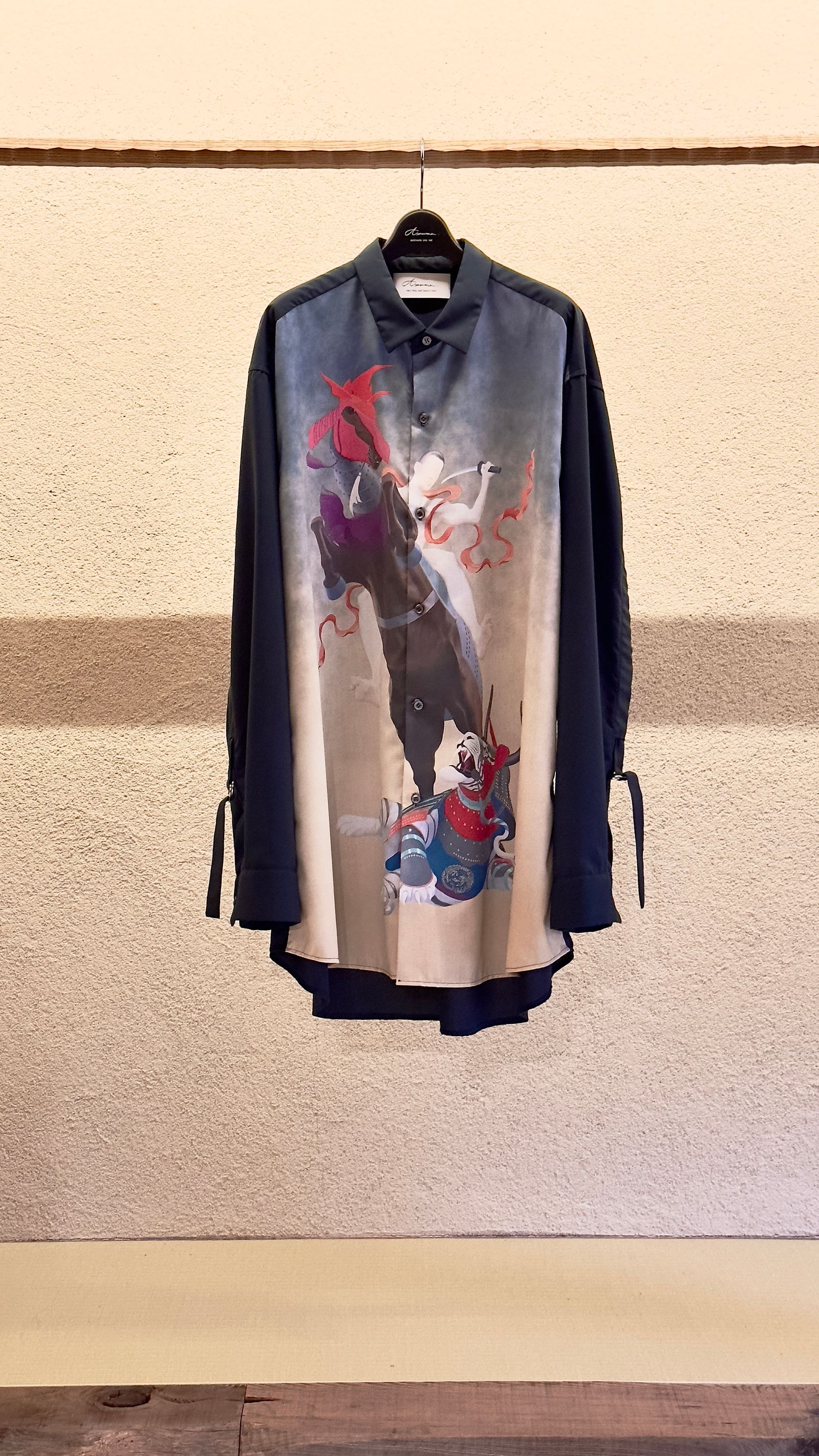 × 天明屋尚「荒」BIG SHIRT / シャツ (BLACK,GREEN)