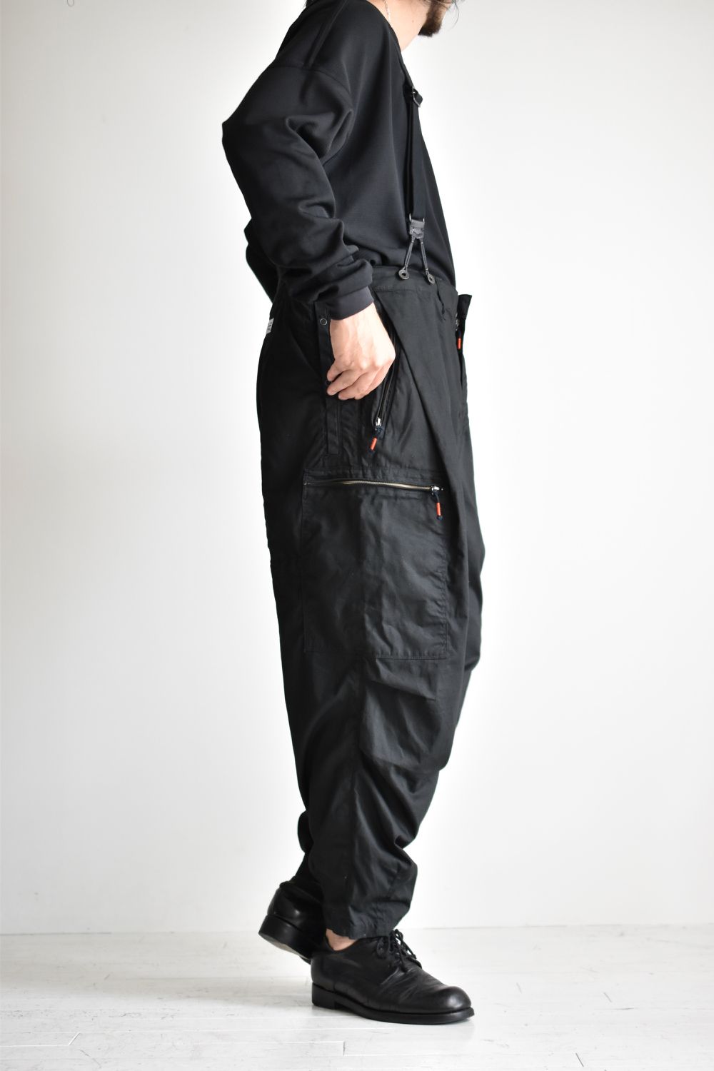 FLIGHT PLEATED SUSPENDER TROUSERS c/#1 BLACK