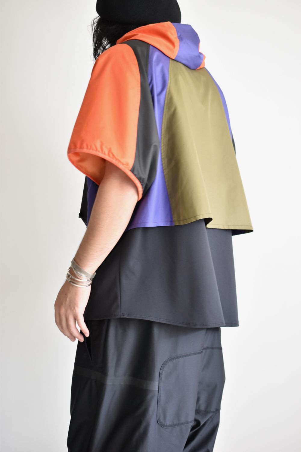 LAYERED HOODED WIDE PULL S-SLEEVE c/#3 ORN X PPL