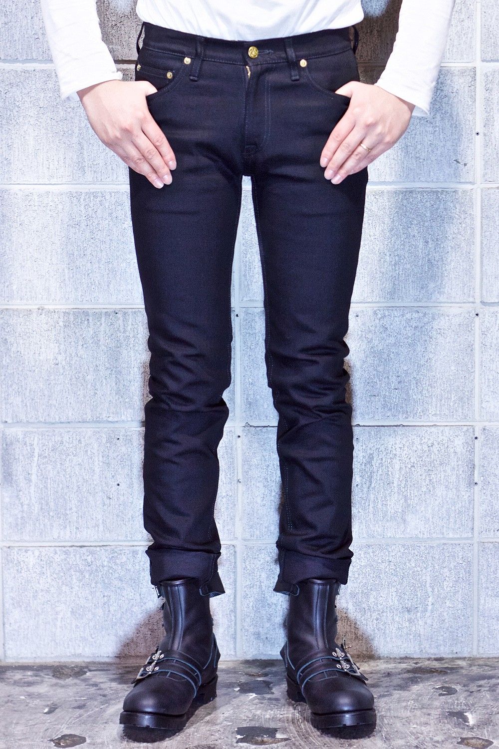 04 STRECH SKINNY BLACK / ストレッチ スキニー デニムパンツ (ブラック)