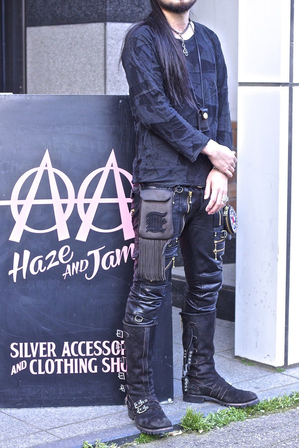 「blackmeans」×「丸岡和吾」haze&jam4周年記念 deer skin”死”pouch