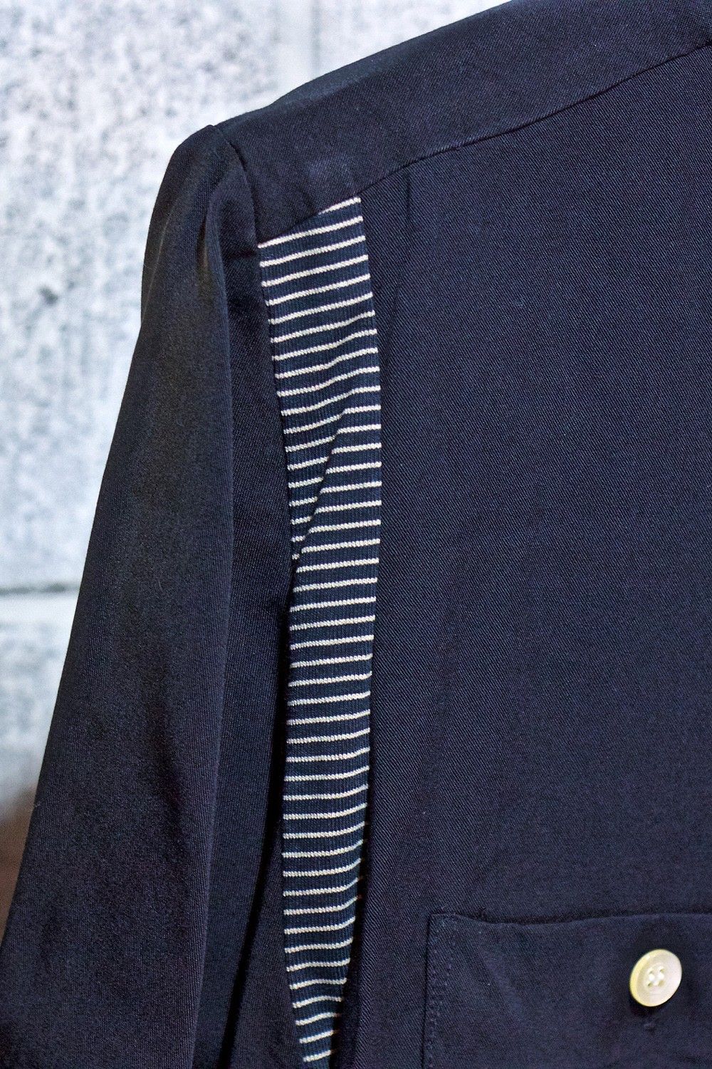 Round collar bowling shirt BLK×BLK