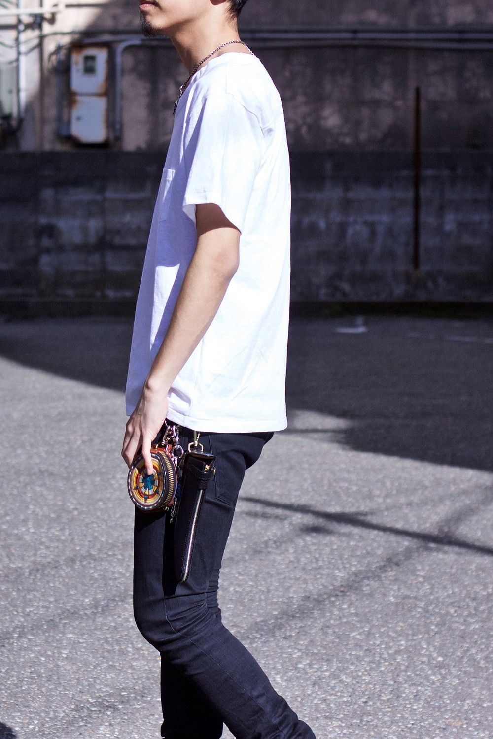 Layered neck Tee WHT×WHT