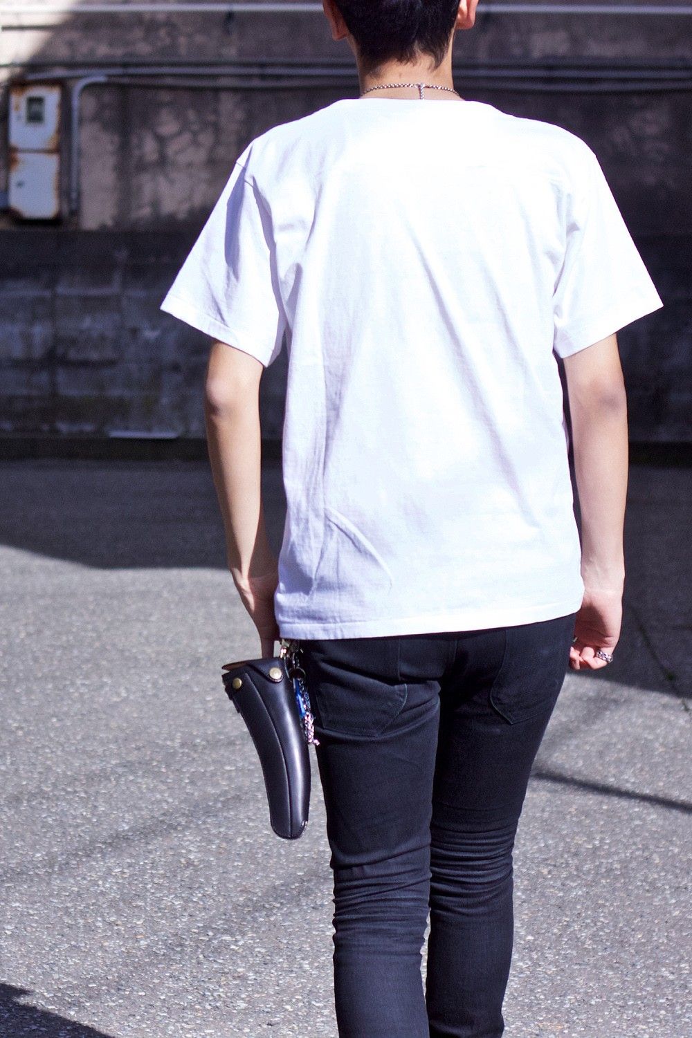 Layered neck Tee WHT×WHT