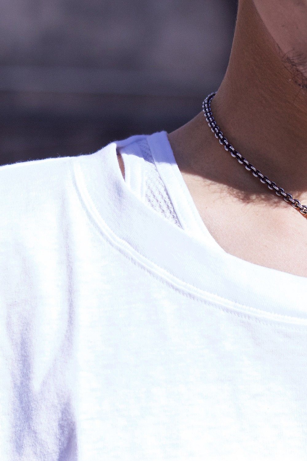 Layered neck Tee WHT×WHT