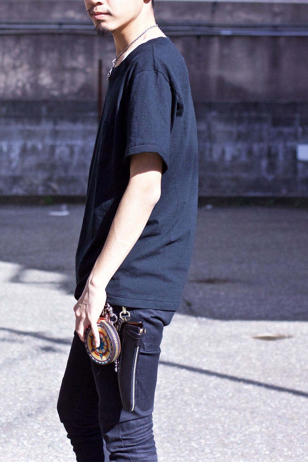 Layered neck Tee BLK×WHT