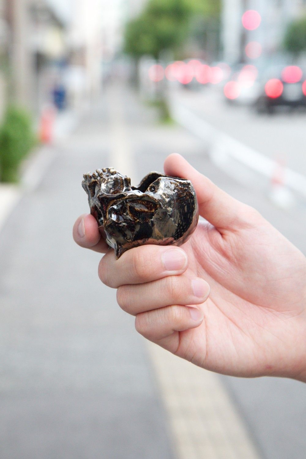 "ぐい呑み"小ツノ髑髏 メタル