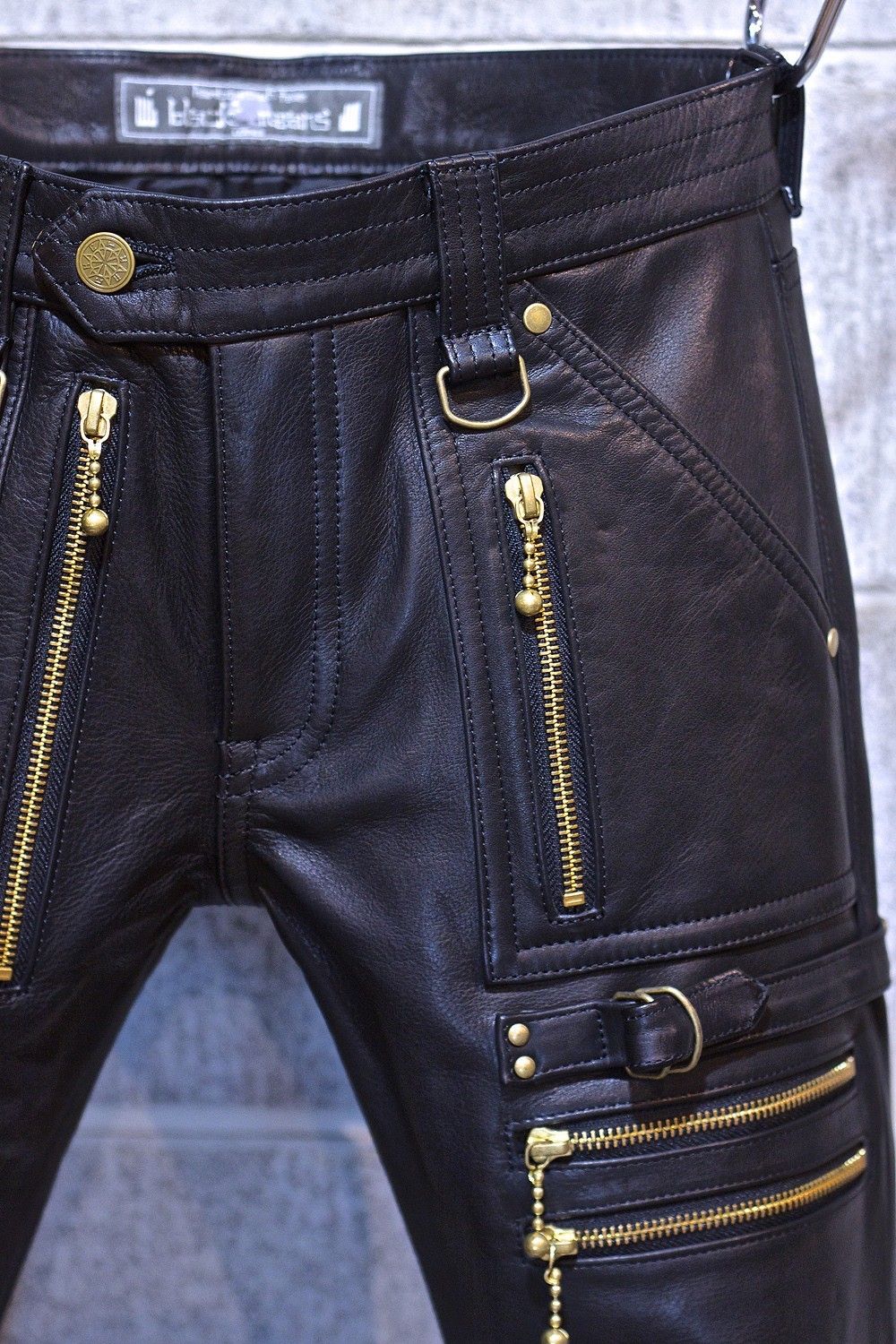945-81GP06-5 / レザージップパンツ (BLACK, WHITE)
