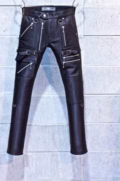 945-78TP06-5 / レザーパンツ (スリム) SILVER ZIP