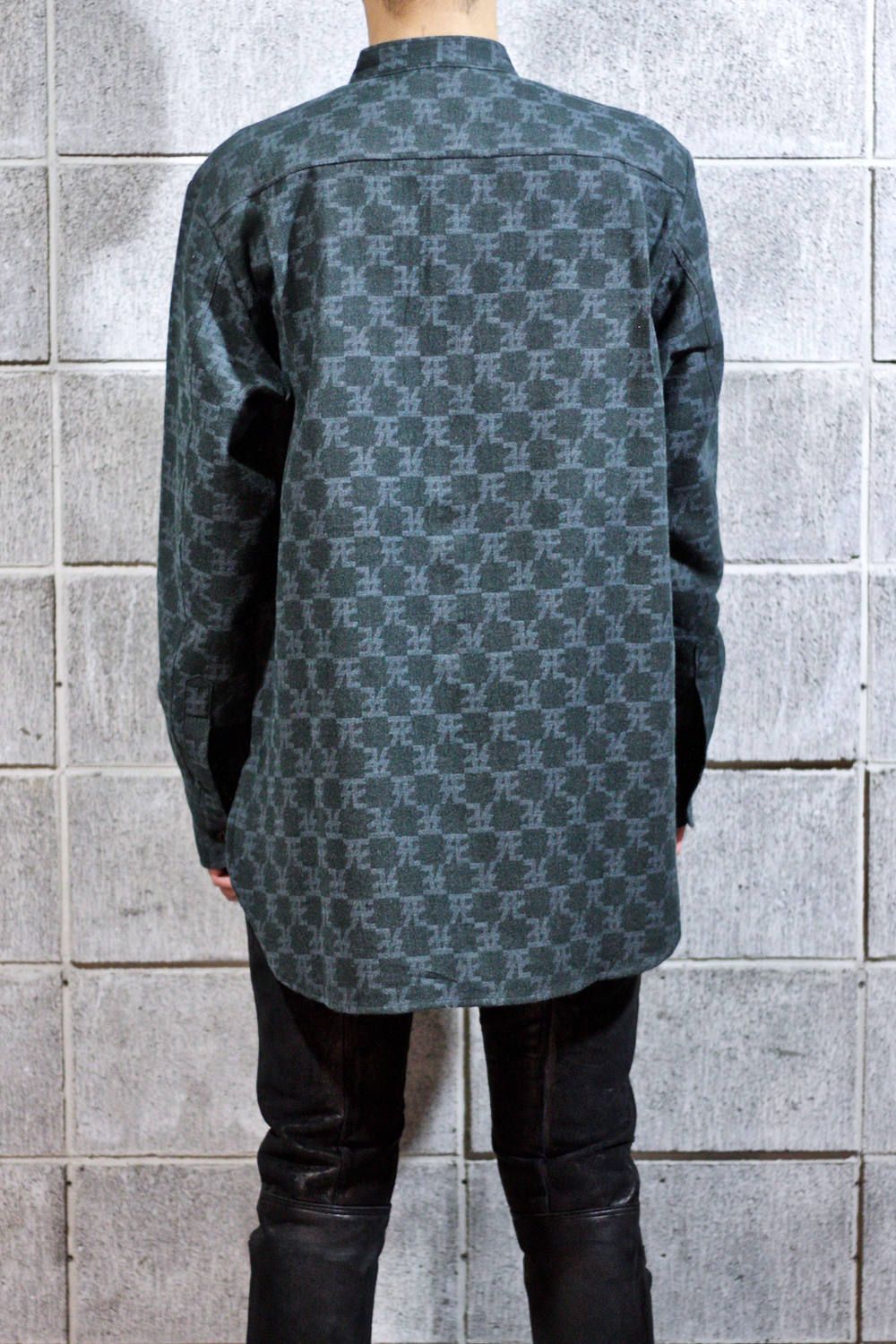 死鳥格子 Padre long shirt × 丸岡和吾 "BLACK,MOSSGREEN"