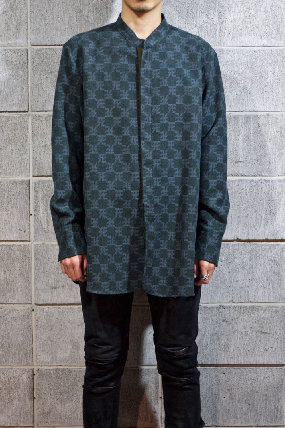 死鳥格子 Padre long shirt × 丸岡和吾 "BLACK,MOSSGREEN"