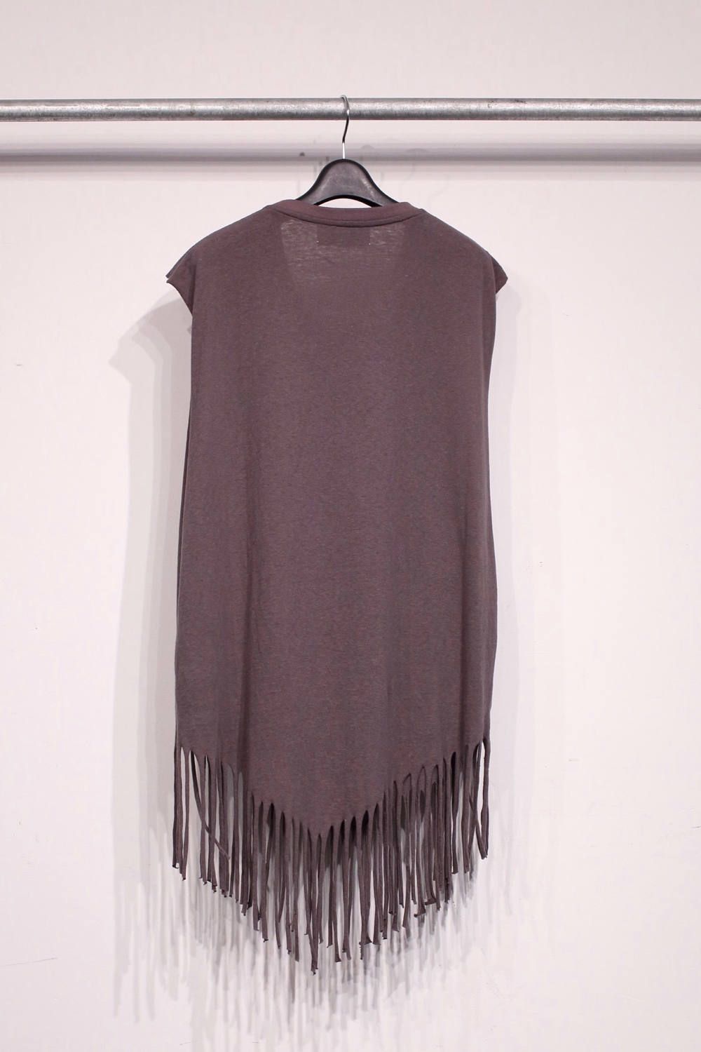 Fringe no sleeve T-shirt "CHARCOAL"