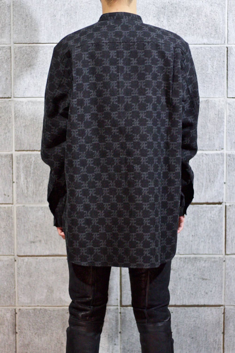 死鳥格子 Padre long shirt × 丸岡和吾 "BLACK,MOSSGREEN"