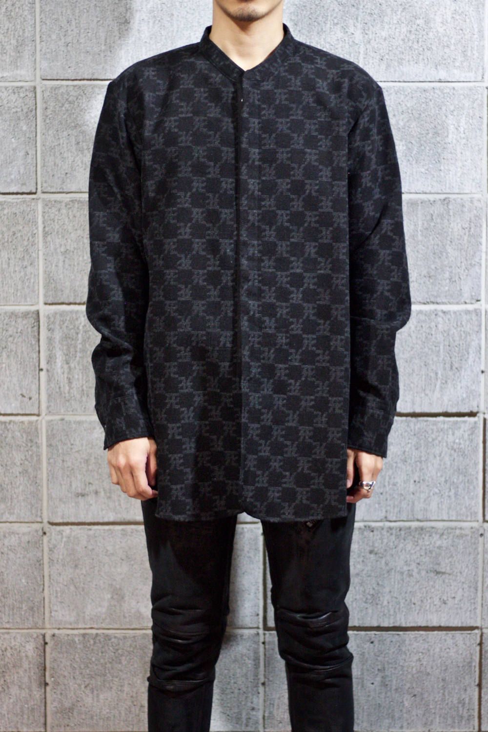 死鳥格子 Padre long shirt × 丸岡和吾 "BLACK,MOSSGREEN"