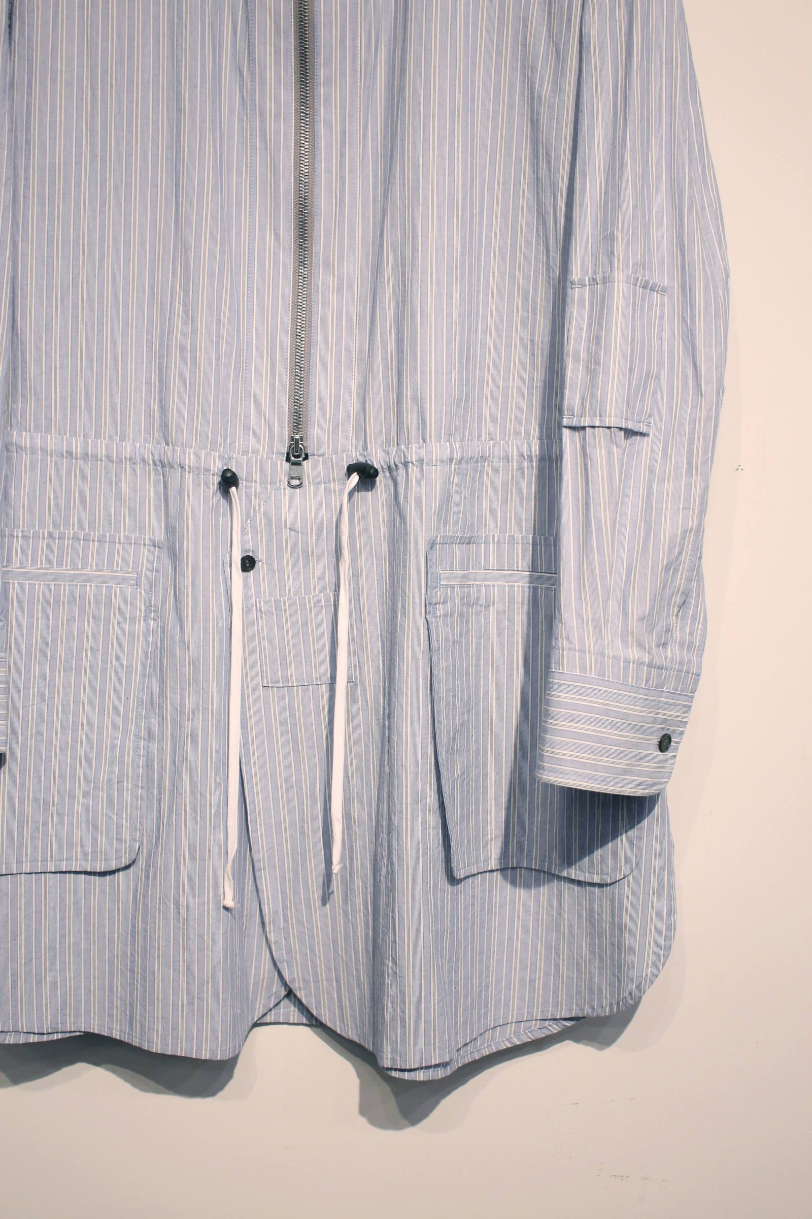 CLASSIC LONG ZIP SHIRT (WHITE STRIPE)