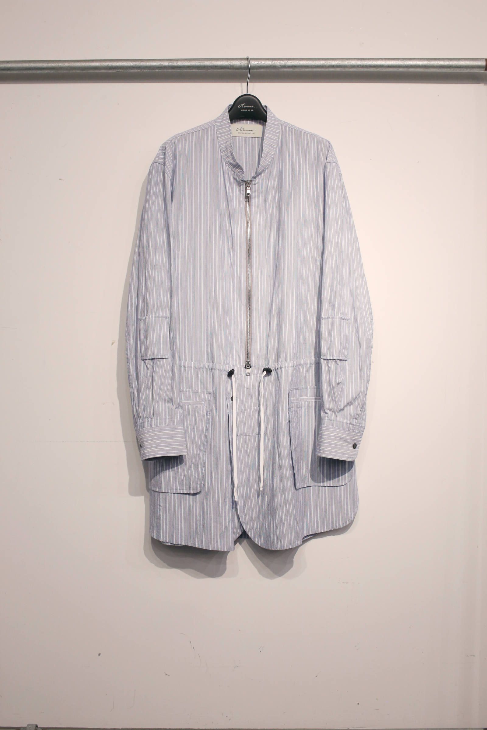 CLASSIC LONG ZIP SHIRT (WHITE STRIPE)
