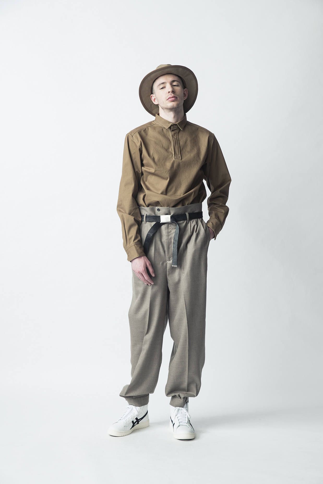 “Bontan” wide slacks (BLACK/SAND)
